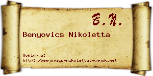 Benyovics Nikoletta névjegykártya